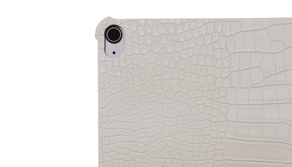 White Croc Leather iPad Case